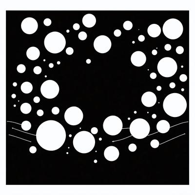 The primary subject of the image is a black and white illustration of a cat. The setting is a dark background, and the visual style is a combination of a photo and digital art. The dominant colors are black and white, creating a moody atmosphere.